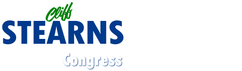 A green banner with the words " johns congress " in blue.